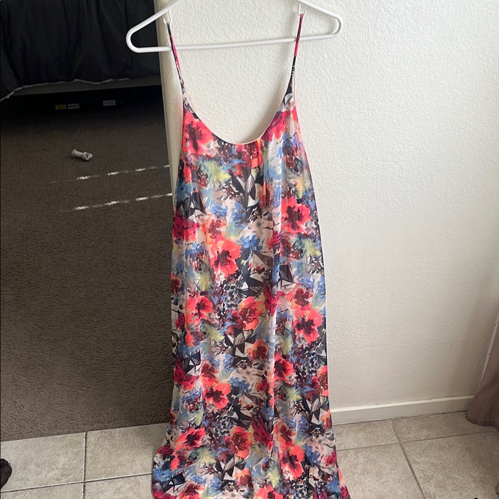 Colorful Floral Spaghetti Strap Dress